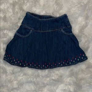 Gymboree Denim Skirt with Red and Green Accents
